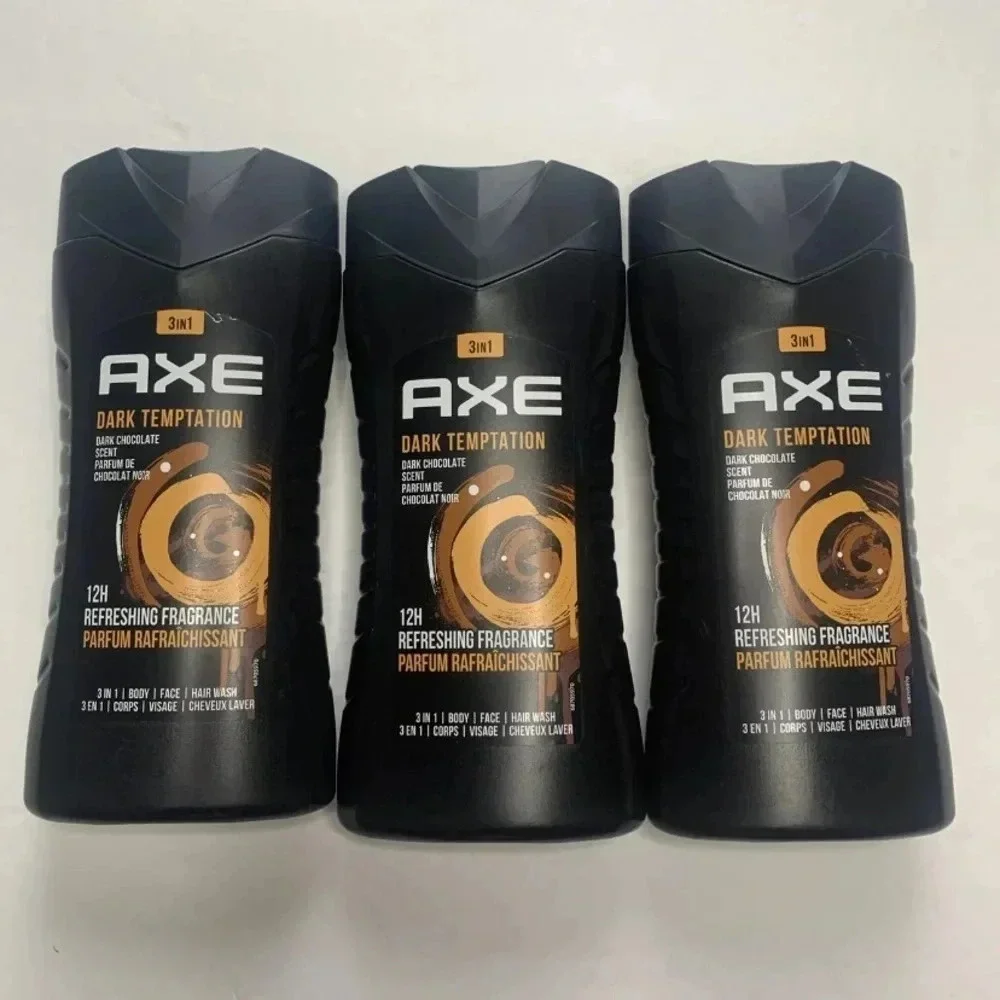 AXE Shampoo Dark Temptation 3 In 1 Shampoo Conditioner Body Wash 3 Bottles New